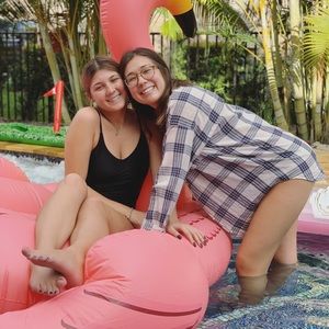 Oversized Navy & White Linen Shirt